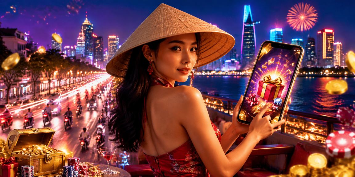 Người dùng tại TP. Hồ Chí Minh đặt cược casino trên điện thoại, đội nón lá truyền thống Việt Nam