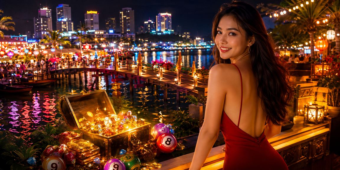 Chợ đêm Nha Trang về đêm, người dùng kiểm tra kết quả xổ số trực tuyến trên điện thoại